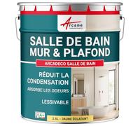 ARCANE INDUSTRIES Peinture salle de bain, mur et plafond | Peinture anti condensation et humidité | 29 couleurs disponibles - 2.5 L Jaune éclatant RAL 095 90 50