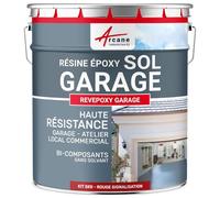 ARCANE INDUSTRIES Peinture Sol Garage epoxy - Resine avec durcisseur : REVEPOXY Garage - 5 kg (jusqu'à 16 m² en 2 Couches) Rouge signalisation - RAL 3020