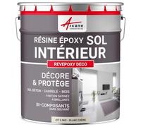 ARCANE INDUSTRIES Peinture sol, résine epoxy, peinture pour sol, salon, cuisine, salle de bains, effet miroir : Revepoxy deco - 2.5 kg (jusqu'à 12.5 m² en 2 couches) Blanc Crème - RAL 9001