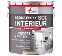 Peinture Sol - Résine Epoxy : Peinture pour Sol salon, cuisine, salle de bains - Effet Miroir - REVEPOXY DECO - 2.5 kg (jusqu'à 12.5 m² en 2 couches) Ivoire Clair - RAL 1015 - ARCANE INDUSTRIES