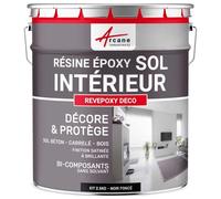 Peinture sol, résine epoxy, peinture pour sol, salon, cuisine, salle de bains, effet miroir : Revepoxy deco - 2.5 kg (jusqu'à 12.5 m² en 2 couches) Noir foncé RAL 9005 - ARCANE INDUSTRIES