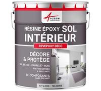 Peinture Sol - Résine Epoxy : Peinture pour Sol salon, cuisine, salle de bains - Effet Miroir - REVEPOXY DECO Gris 4 - RAL 7047 2.5 kg (jusqu'à 12.5 m² en 2 couches)