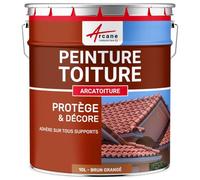 ARCANE INDUSTRIES Peinture toiture, tuile, Ciment et Terre Cuite - 10 L Brun Orangé - RAL 8023