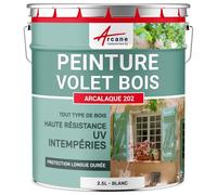 ARCANE INDUSTRIES Peinture volet Bois extérieur - Résistance UV et intempéries - Haut Pouvoir Couvrant - ARCALQUE 202-2.5 L Blanc - RAL 9003