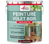 ARCANE INDUSTRIES Peinture volet Bois extérieur - Résistance UV et intempéries - Haut Pouvoir Couvrant - ARCALQUE 202-2.5 L Rouge Basque - Proche RAL 3011
