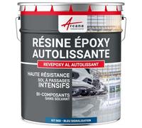 Résine Epoxy Autolissante - Peinture pour Sol : Déco intérieure, Atelier - Effet Miroir Bleu signalisation - RAL 5017 5 kg