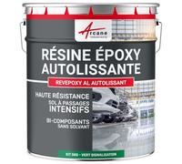 Résine Epoxy Autolissante - Peinture pour Sol : Déco intérieure, Atelier - Effet Miroir Vert signalisation - RAL 6024 5 kg
