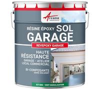ARCANE INDUSTRIES Résine Époxy Sol Garage Atelier 5 kg Vert signalisation | Bonne Accroche, Résiste à l'Abrasion, Huiles et Graisses, Béton, Bois, Métal et Carrelage, Intérieur - Arcane Industries