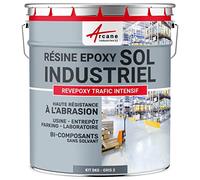 ARCANE INDUSTRIES Peinture Sol REVEPOXY TRAFIC INTENSIF : Résine Epoxy pour Sol Béton : Usine, Atelier Parking - 5 kg (jusqu'à 10 m² en 2 Couches) Telegris 2 - RAL 7046