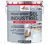 ARCANE INDUSTRIES Résine epoxy Sol - Peinture resine pour sols béton,Ciment,carrelage : REVEPOXY TRAFIC INTENSIF - 5 kg (jusqu'à 10 m² en 2 Couches) Gris Basalte - RAL 7012