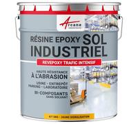 ARCANE INDUSTRIES Résine epoxy Sol - Peinture resine pour sols béton,Ciment,carrelage : REVEPOXY TRAFIC INTENSIF - 5 kg (jusqu'à 10 m² en 2 Couches) Jaune Signalisation - RAL 1023