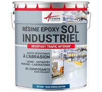 PEINTURE SOL REVEPOXY TRAFIC INTENSIF : Résine Epoxy pour Sol Béton : Usine, Atelier Parking 5 Kg (jusqu'à 10 m² en 2 couches) - Bleu signalisation - RAL 5017 - ARCANE INDUSTRIES