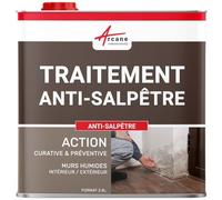 Traitement du salpêtre, antisalpêtre pour murs humides, hydrofuge, anti moisissure : Antisapêtre - 2.5 L (jusqu'à 10 m²) - ARCANE INDUSTRIES