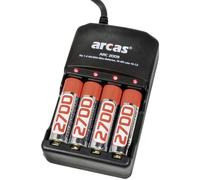 ARCAS Chargeur 4 canaux ARC-2009 ( incl. 4 x Ni-MH rechargeable Mignon AA 2700mAh)