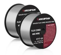 ARCCAPTAIN Fil fourré 0,8 mm 2 kg E71T-GS MIG pour poste à souder sans gaz MIG/MAG FLUX avec TÜV testé, bobine de fil de 100 mm avec mandrin de 20 mm, pack de 2