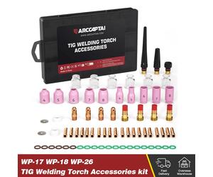 ARCCAPTAIN - Kit d'accessoires pour torche de soudage TIG, buse en alumine, pinces, corps, lentille à gaz toupie # Kit de 10 consommables pour gobelets en verre 71PCS AR-TA002
