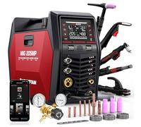 ARCCAPTAIN MIG205MP Soudeuse 9-en-1 avec contrôle App iControl/Plasmasoudage/MIG pulsé/Flux Core/Spool Gun/DC HF/Lift TIG/Clean/MMA pour aluminium 230 V multi-processus