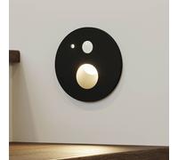 Arcchio Neru lampe LED, capteur ronde noire, noir, Salon / Salle à manger, Aluminium, Moderne, Projecteur encastrable dans le mur