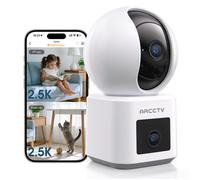 ARCCTV Caméra de Surveillance Intérieur-360° Double Objectif 4MP- 4k Vision Nocturne-2.4&5GHz WiFi-Camera pour Bébé/Chien/Maison