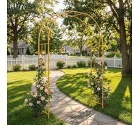 Arceau De Jardin Métallique, Arche De Rose en Tube 19mm Galvanisé avec Pieds, Support pour Plante Grimpante Extérieur, Déco Mariage Et Pergola(Giallo,120x240cm)