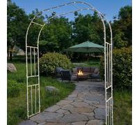Arceau De Jardin Métallique, Arche De Rose en Tube 19mm Galvanisé avec Pieds, Support pour Plante Grimpante Extérieur, Déco Mariage Et Pergola(Wit,120x240cm)