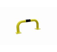 Arceau de protection acier Ø76mm VISO - jaune et noir - 750 x 350 mm - platine de fixation 4 trous - BAR3575NJ