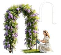 Arceau Jardin, Arche À Rosiers Légère, Tuteur Colonne Facile À Monter, Petite Tonnelle Métal pour Entrée Et Chemin 140cm X 230cm 160cm X 220cm 180cm X 220cm 200cm X 230cm(Blanc,120cm X 220cm)