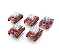 ARCELI A4988 Module plongeur de moteur pas à pas compatible StepStick avec dissipateur de chaleur pour rampes de contrôleur d'imprimante 3D 1.4 (paquet de 5 pièces) - rouge