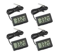 ARCELI Digital LCD Thermomètre Moniteur de Température avec Sonde Externe Pour Réfrigérateur Congélateur Réfrigérateur Aquarium - Noir（4 pièces）