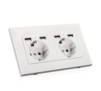 ARCELI Double prise encastrée avec 4 ports USB (5 V/2,1 A) et 2 prises Schuko - Station de charge USB adaptée à l'intérieur pour smartphones, tablettes et appareils électriques (250 V). Fonction de