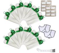 Arcets Kit de 12 sacs compatibles pour Kobold VK140 VK150 FP 140 FP 150 | 12 sacs aspirateur microfibre à 5 coups avec 2 filtres moteur et brosse à dents