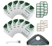 Arcets Kit de 12 sacs et sous-tapis compatibles pour Folletto VK200 VK220 FP 200 FP 220S | 12 sacs aspirateur microfibre à 5 couches avec 2 filtres moteur et sous-sol