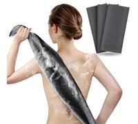 ARCH&M Lot de 3 débarbouillettes exfoliantes, serviette de bain japonaise, exfoliation coréenne, brosse pour le corps en nylon, brosse pour le dos pour la douche, alternative au luffa (noir x 3)