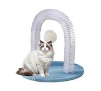 Arch Massage Brush Grooming Shedding Station - Self-Grooming Cat Arch Face Scratcher And Rubbing Post For Adult Cats & Long-Haired Breeds | Carpet Base