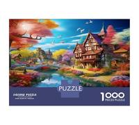 Arch Paysage UrbCasse-tête 1000 Pièces avec Clic Parfait, Puzzle d'art Cabane Fées Fleurénigme De Compétence Logique pour Une Activité Zen, Puzzle Cadeau d'anniversaire 38x26cm/1000pcs