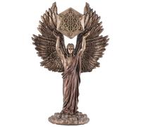 Archange Metatron 708-78541 Figurine miniature tenant le cube métatronique, fabriqué en pierre artificielle et peint à la main avec de la peinture bronze, collection Veronese