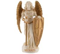 Archange Michael 708-78197 Figurine miniature en pierre artificielle peinte à la main avec de la peinture dorée