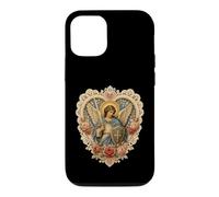 Archange Michael Rose Cœur Dentelle Sacrée Icône Dévotionnelle Coque pour iPhone 12/12 Pro