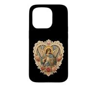 Archange Michael Rose Cœur Dentelle Sacrée Icône Dévotionnelle Coque pour iPhone 15 Pro