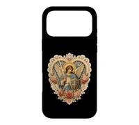 Archange Michael Rose Cœur Dentelle Sacrée Icône Dévotionnelle Coque pour iPhone 17 Pro Max