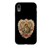 Archange Michael Rose Cœur Dentelle Sacrée Icône Dévotionnelle Coque pour iPhone XR