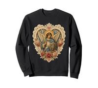 Archange Michael Rose Cœur Dentelle Sacrée Icône Dévotionnelle Sweatshirt