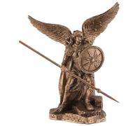 Archange Raphael miniature avec lance et bouclier, couleur bronze, collection Veronese
