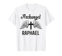 Archange Raphaël/Saint Raphaël Protecteur catholique T-Shirt Graphique avec Valeur, Homme, Blanc, L