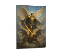 Archangel Saint Michael Art Poster mural sur toile, décoration, peinture, art, chambre à coucher, salon, bureau, peinture, décoration moderne, art mural, impression d'image, 60 x 90 cm