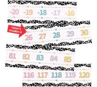 ARCHCRTC Lot de 30 bordures de tableau d'affichage numérique - 20 à 120 - Carnet de notes de composition - Affiches de ligne pour salle de classe - Mur - Bordures de tableau d'affichage mathématiques