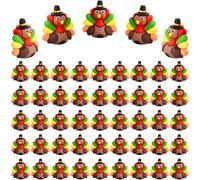 ARCHCRTC Lot de 50 mini figurines de dinde de Thanksgiving - Petites figurines d'animaux miniarue - Ornements d'automne à cacher et à chercher pour les décorations de fête de Thanksgiving (50)