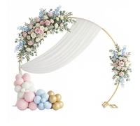 Arche à ballons ronde métal doré 244x213 cm, acier carré, montage écrous papillon, 2 sacs lestage - TERRE JARDIN