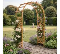 Mendler Arche à Roses HWC-Q20, Treillis, Espalier à Roses, Support pour Plantes grimpantes, Arche de Jardin en Bois, certifié MVG, 210 x 126 x 60 cm - Couleur Naturelle