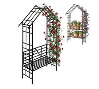 Relaxdays Arche de roses avec banc ou étagère